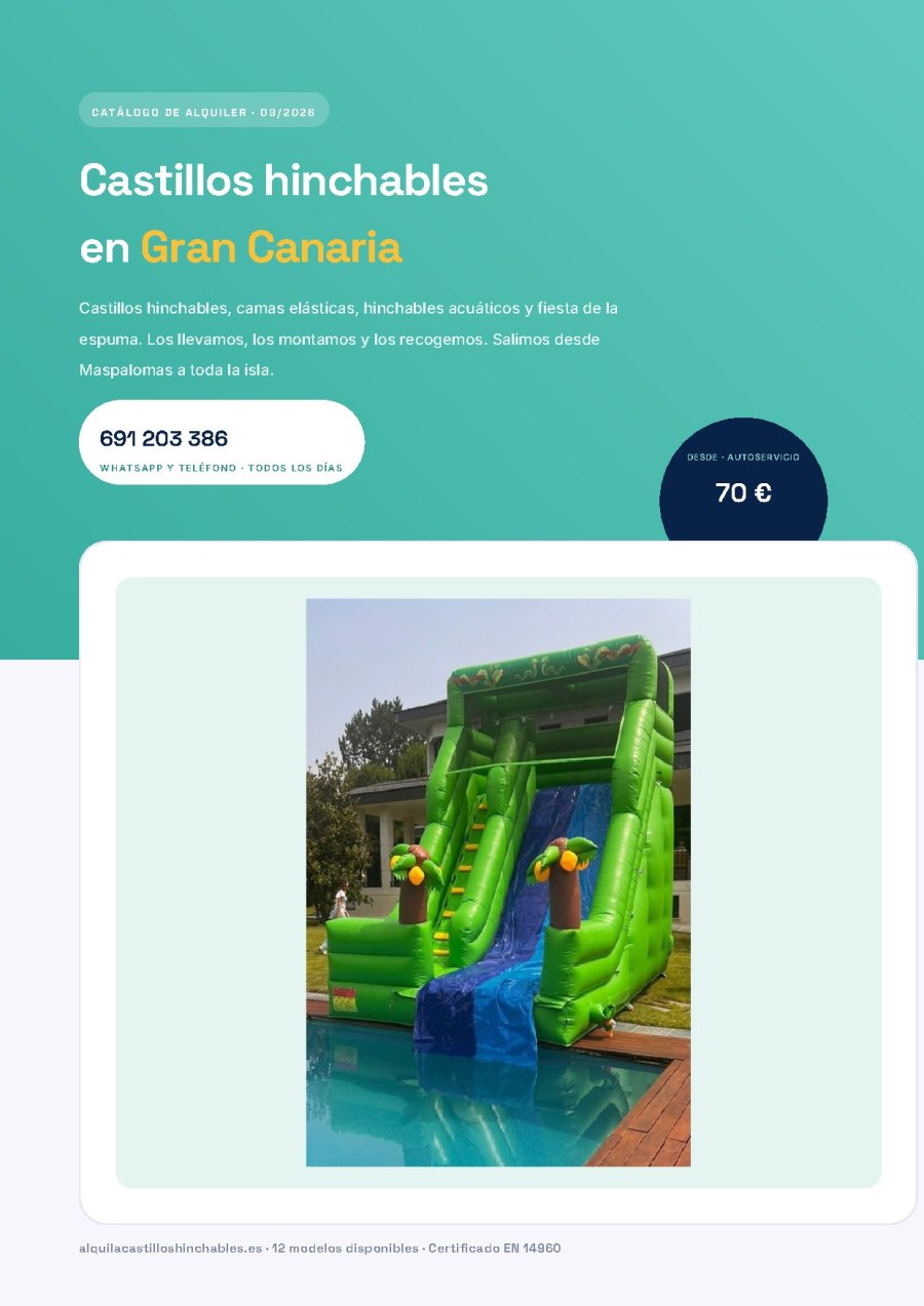 Portada del catálogo de castillos hinchables en Gran Canaria